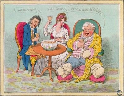 Punch Cures the Gout, the Colic, and the Tisic by James Gillray